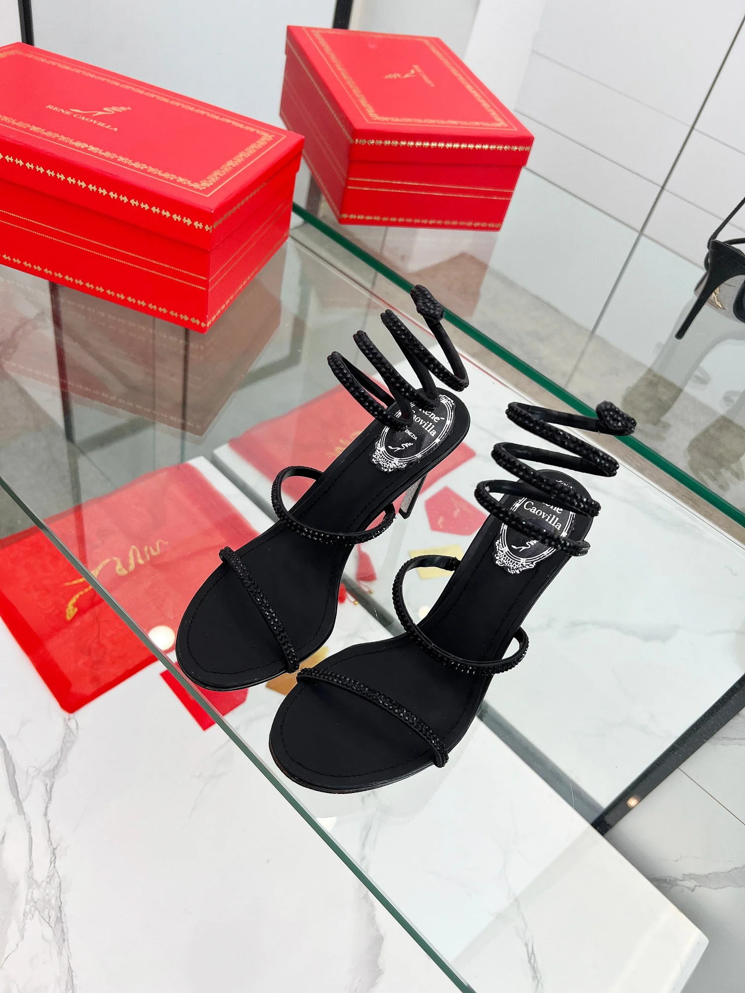 Uncategorized Sandals Silk Crystal Leather Black EU34-43 B90202609110325 - Image 7