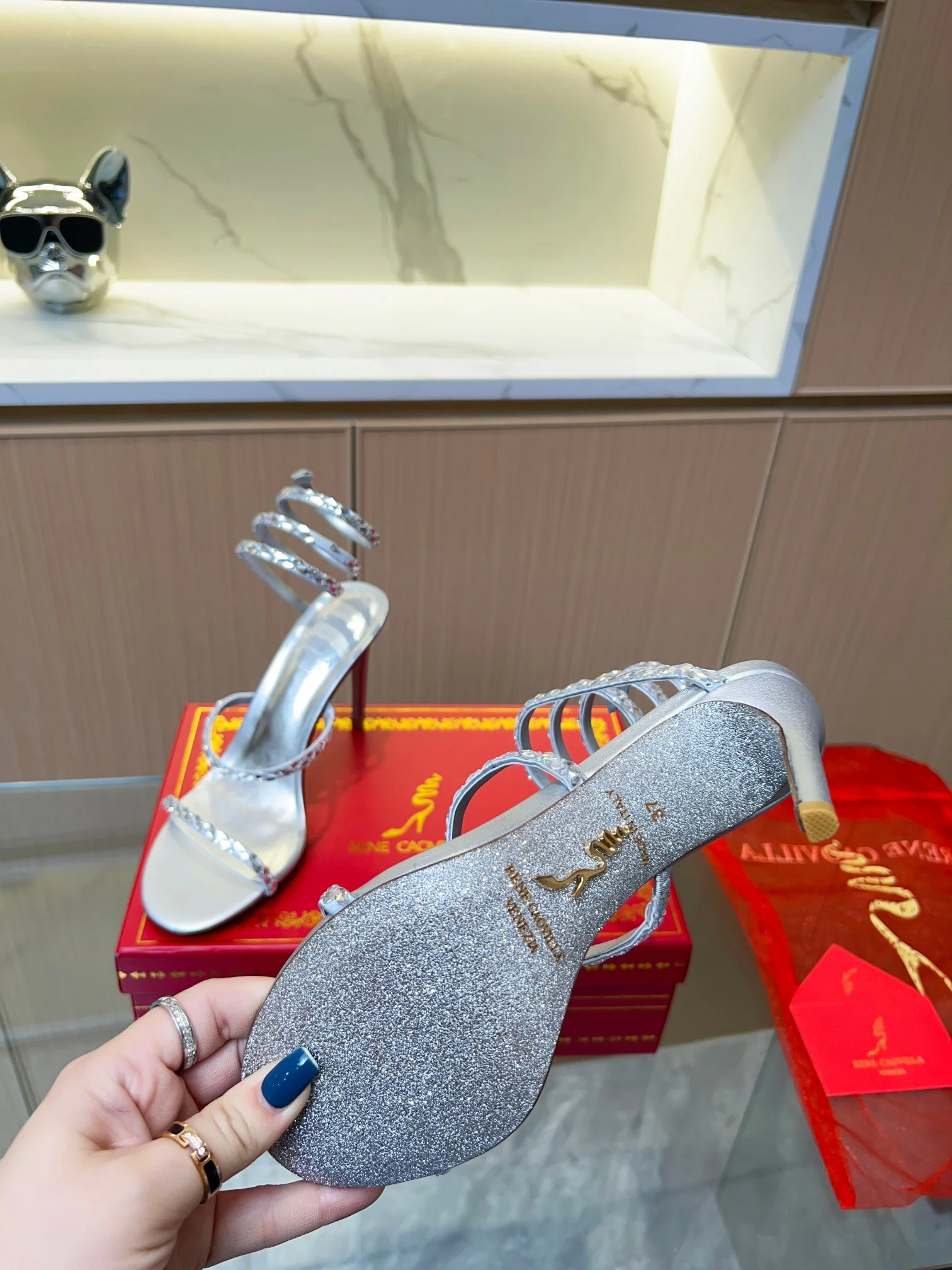 Uncategorized Sandals Silk Crystal Silver EU35-39 B90202609110373 - Image 2