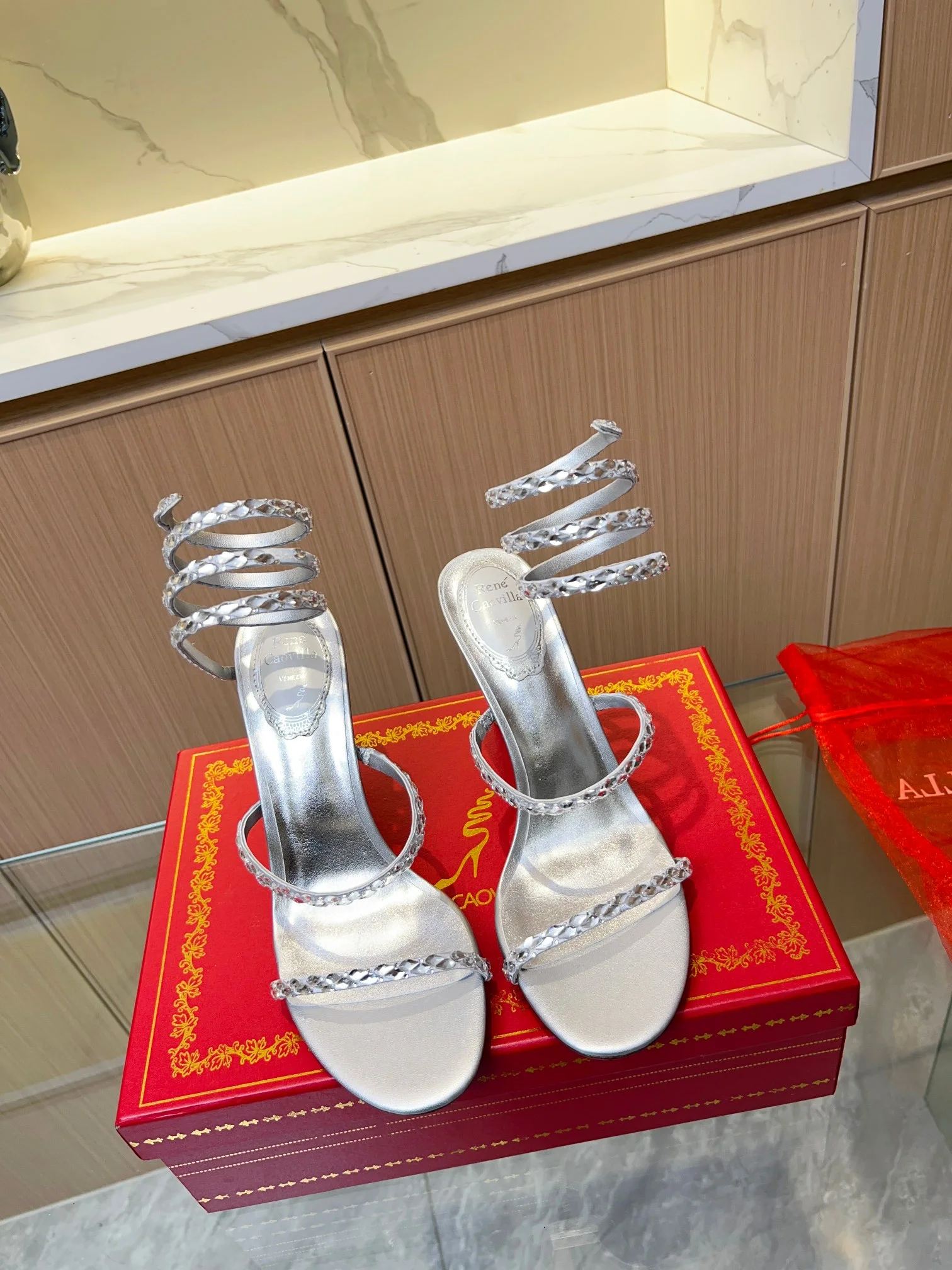 Uncategorized Sandals Silk Crystal Silver EU35-39 B90202609110373 - Image 3
