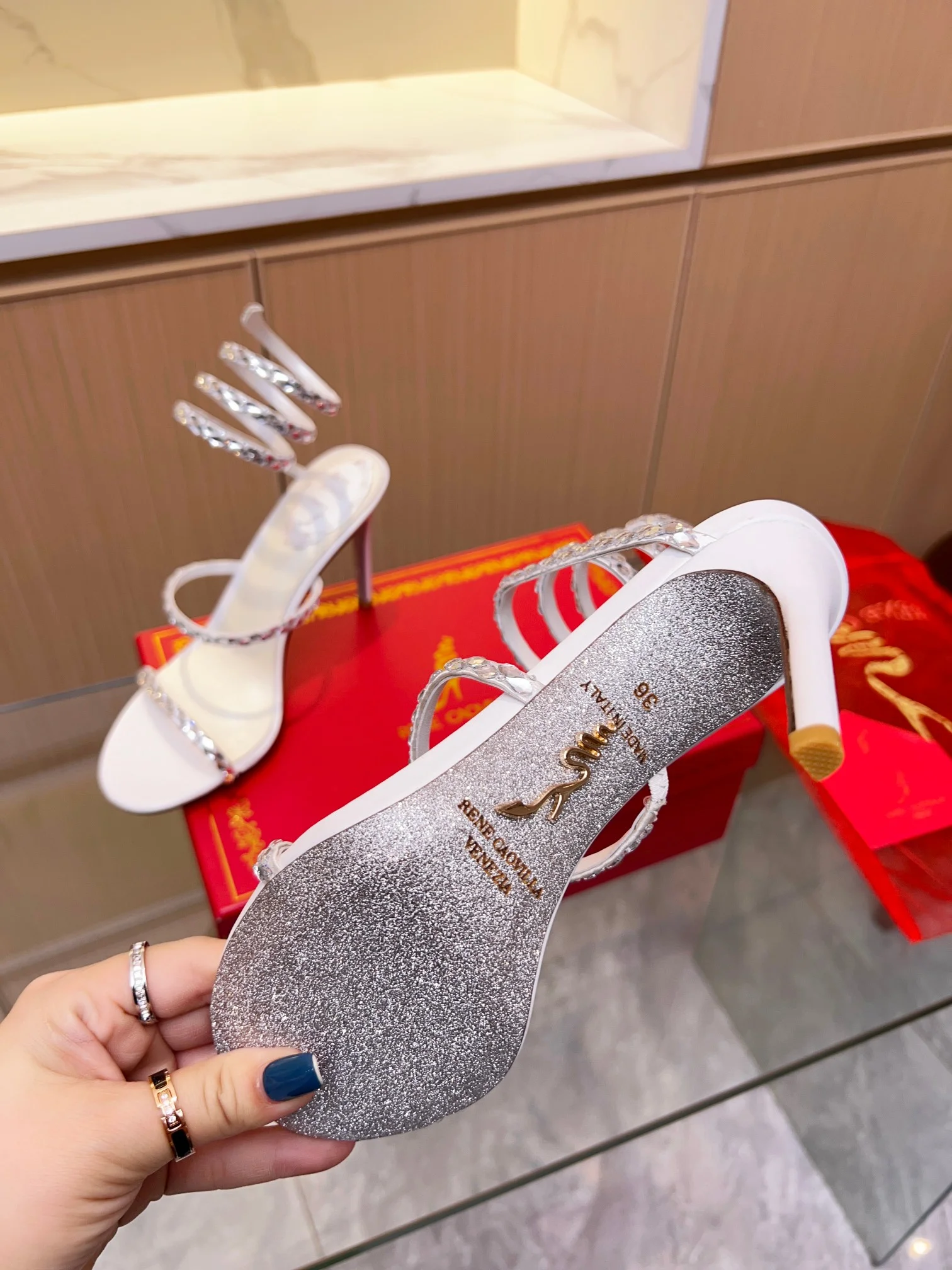 Uncategorized Sandals Silk Crystal White-Silver EU35-39 B90202609110375 - Image 2