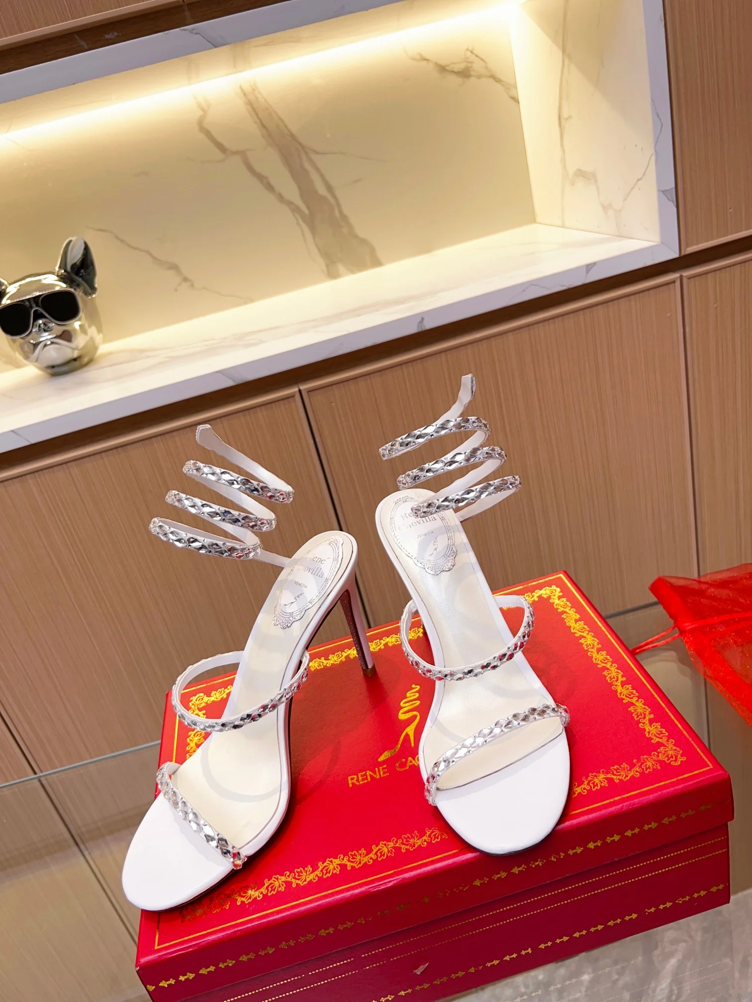 Uncategorized Sandals Silk Crystal White-Silver EU35-39 B90202609110375 - Image 4