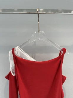Alternative view of Uncategorized Shirts Lace Red-White S_M_L B00202609063124