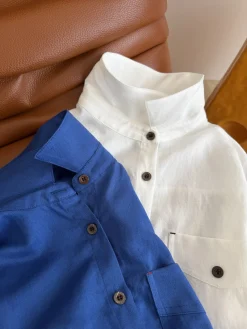 Alternative view of Uncategorized Shirts Linen Blue-White S-L B55202609063053