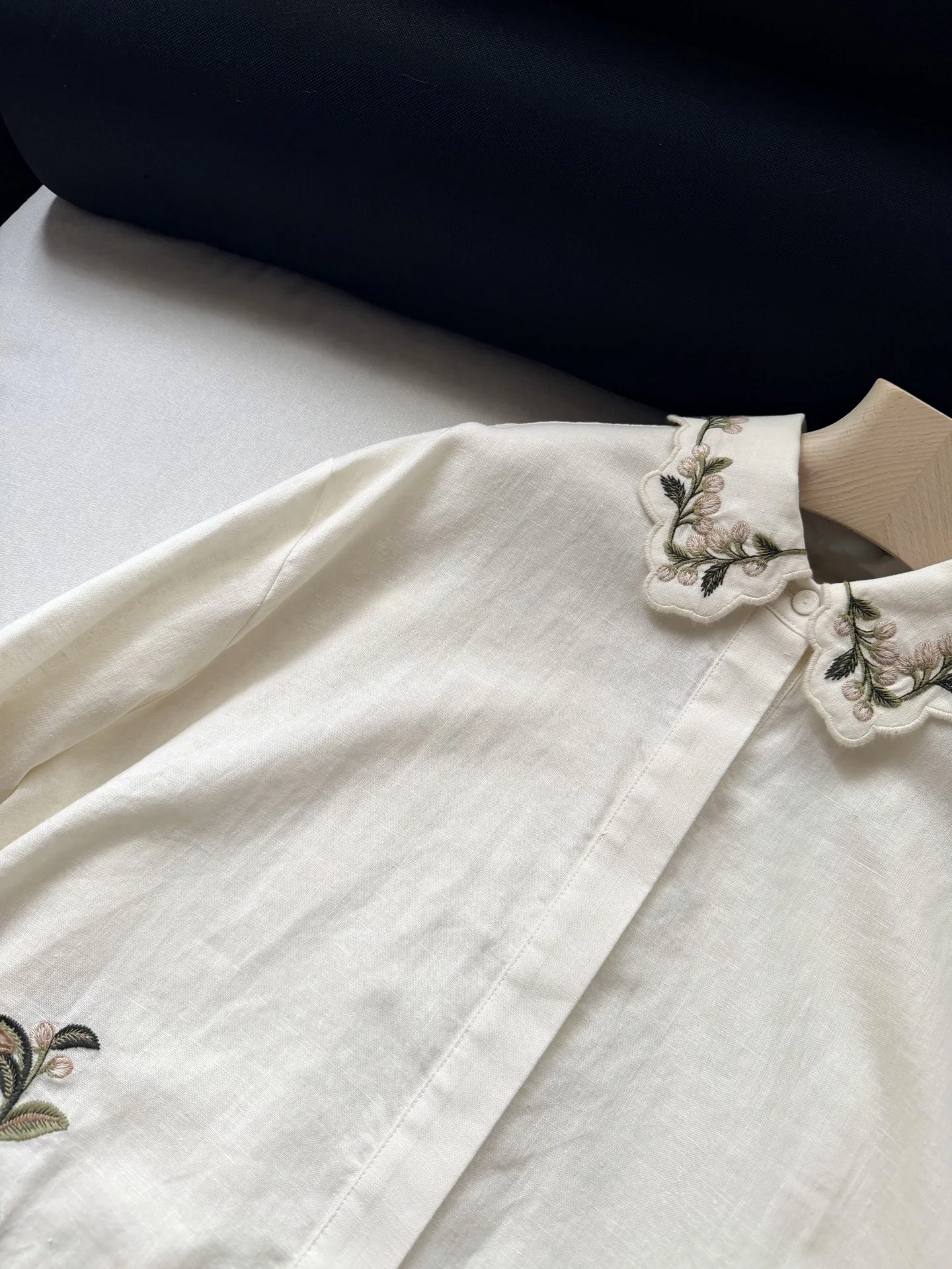 Uncategorized Shirts Linen Cream-Green S-XL E15202609062426 - Image 3