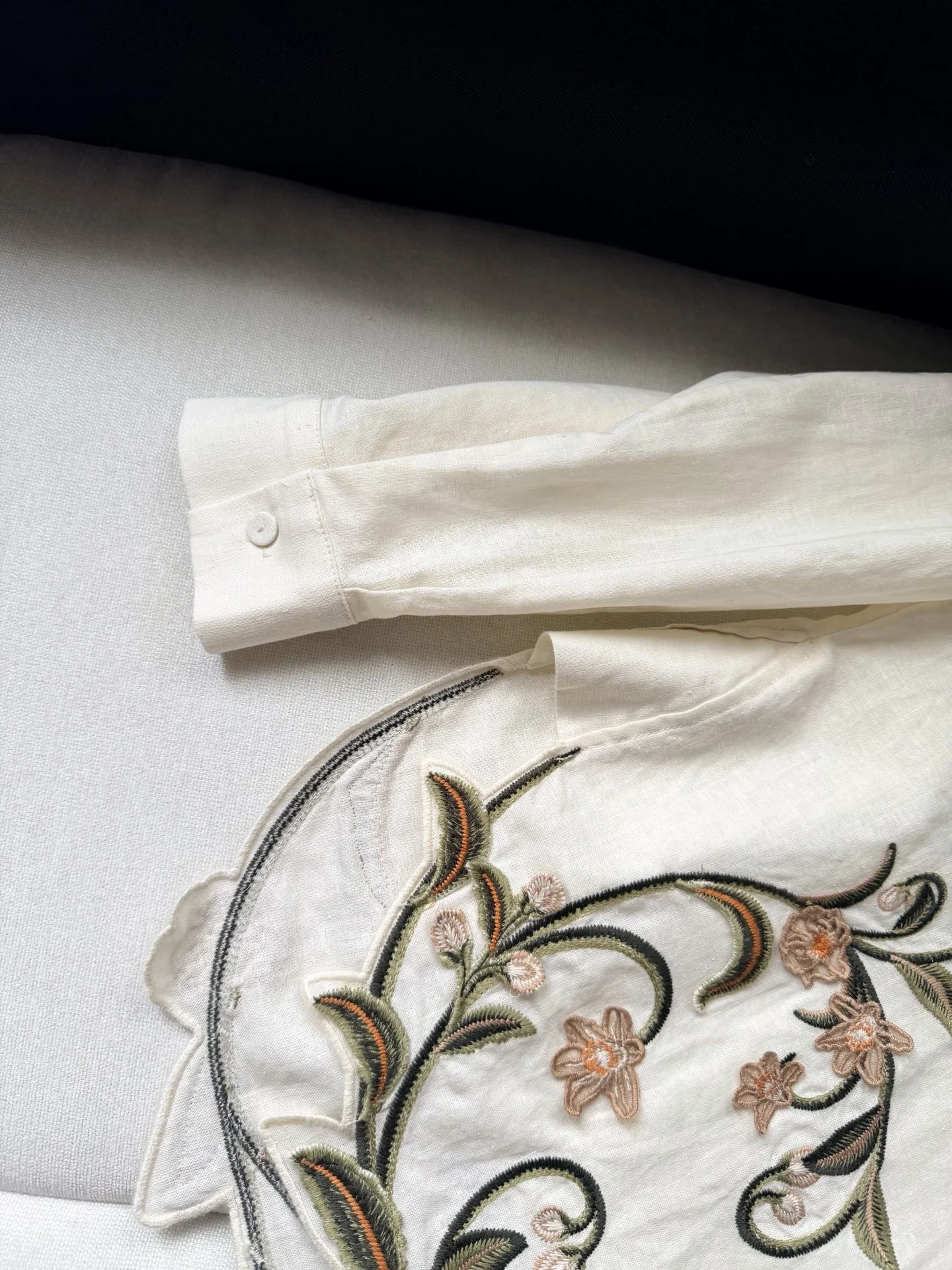 Uncategorized Shirts Linen Cream-Green S-XL E15202609062426 - Image 4
