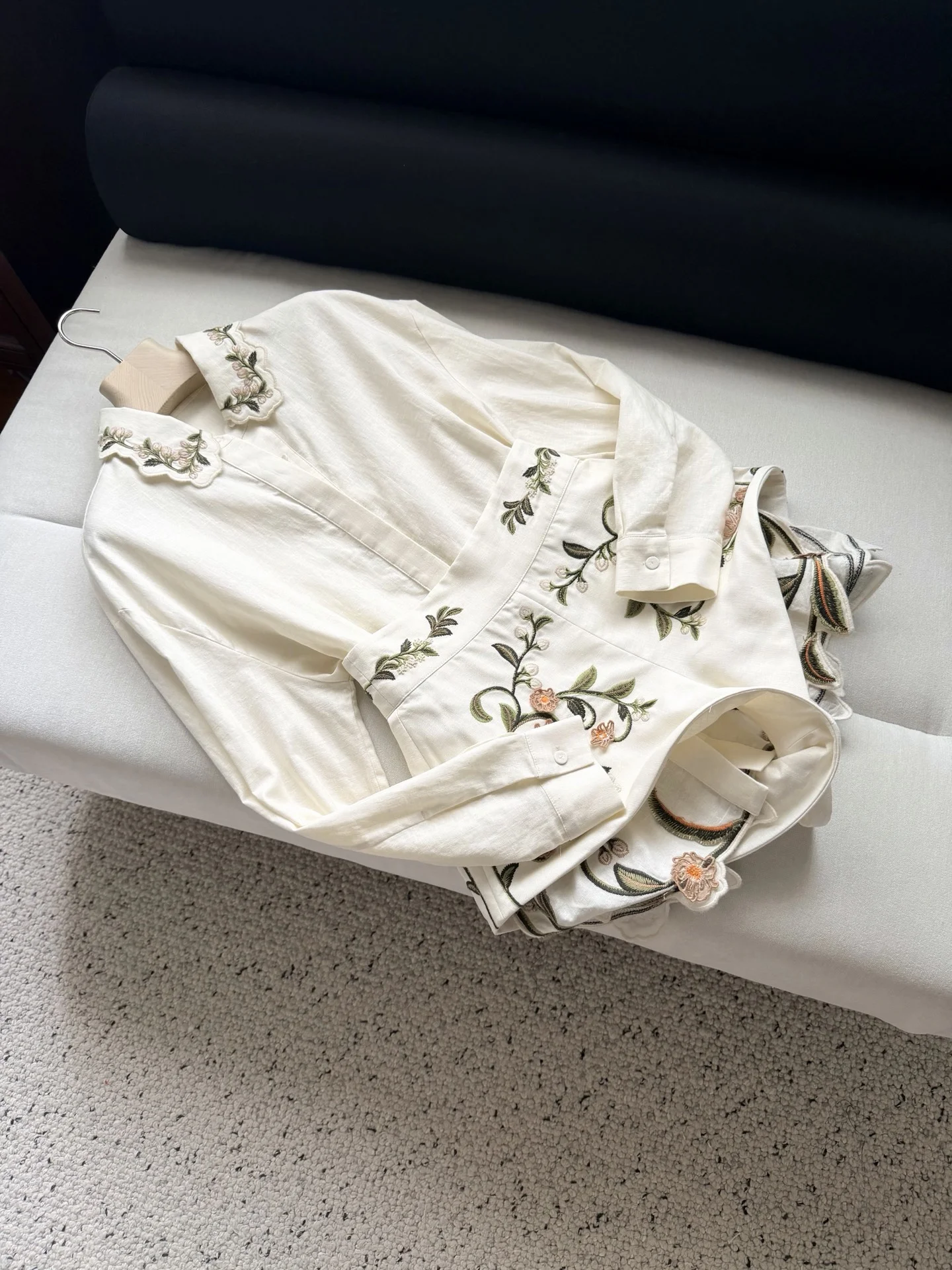 Uncategorized Shirts Linen Cream-Green S-XL E15202609062426 - Image 5