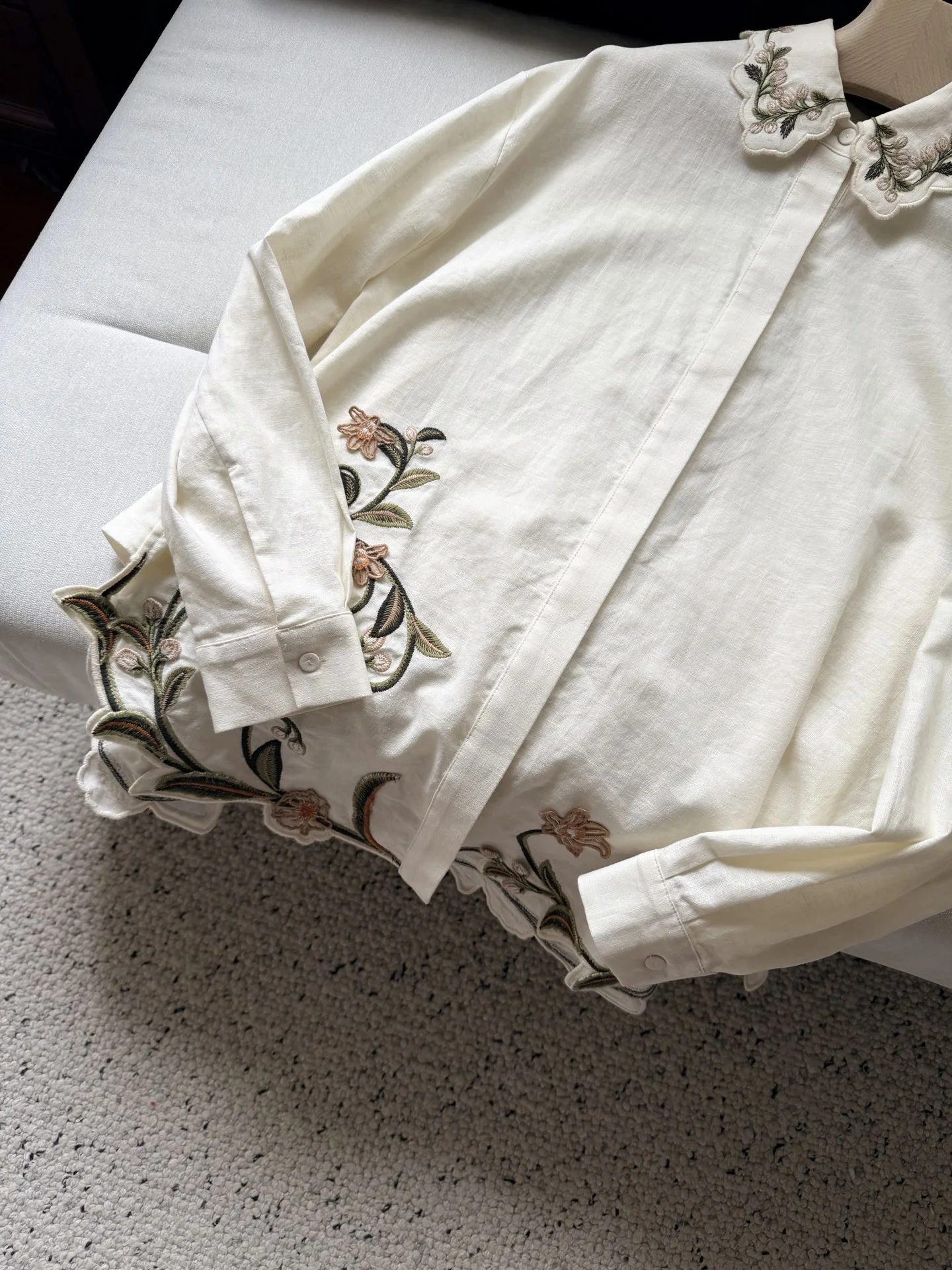 Uncategorized Shirts Linen Cream-Green S-XL E15202609062426 - Image 6
