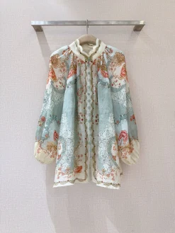 Uncategorized Shirts Ramie White-Blue-Orange S-XL B80202609060092