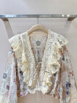 Alternative view of Uncategorized Shirts Silk Linen Cream-Pink S-XL D30202609063004