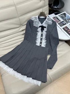 Uncategorized Skirts Gray-White S-L B60202609063157