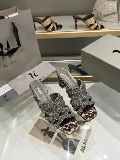 Alternative view of Uncategorized Slides Leather Rubber Silver-Leopard EU36-41 B50202609111337