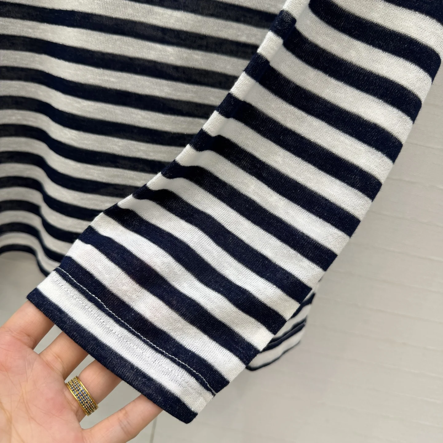 Uncategorized T-shirts Linen Cotton Navy-White S-L B20202609061282 - Image 8