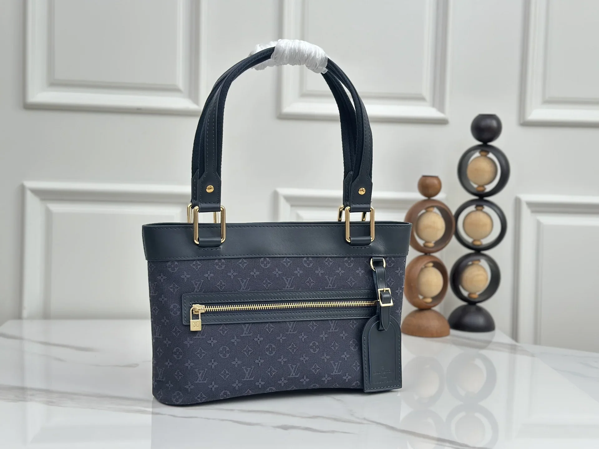 LV Totes Bags Denim and Leather Blue-Gold 24X26X9CM E50202609090379