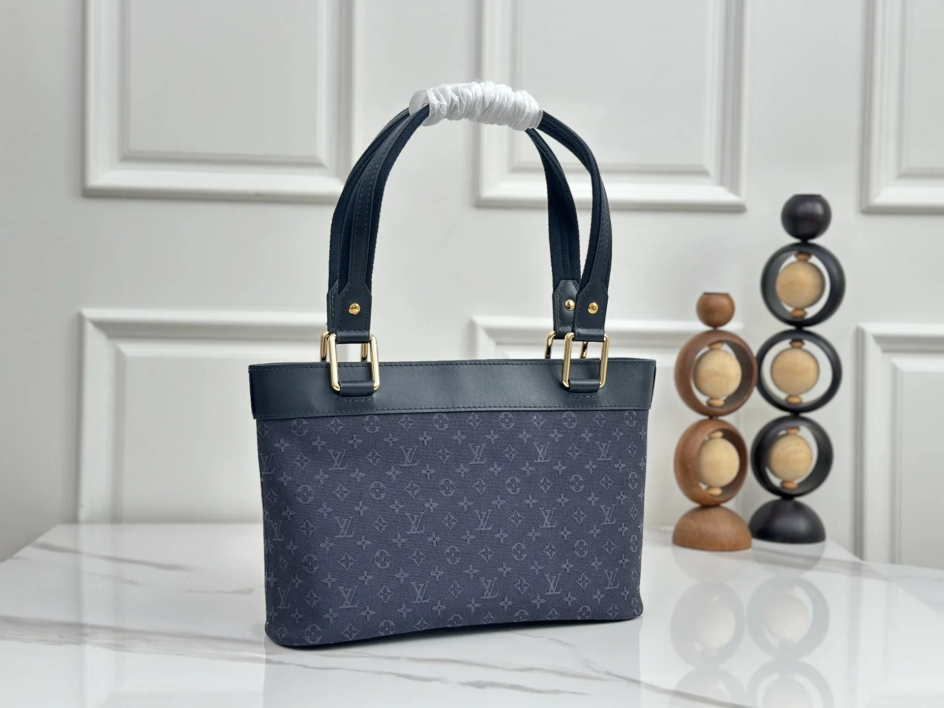 LV Totes Bags Denim and Leather Blue-Gold 24X26X9CM E50202609090379 - Image 2