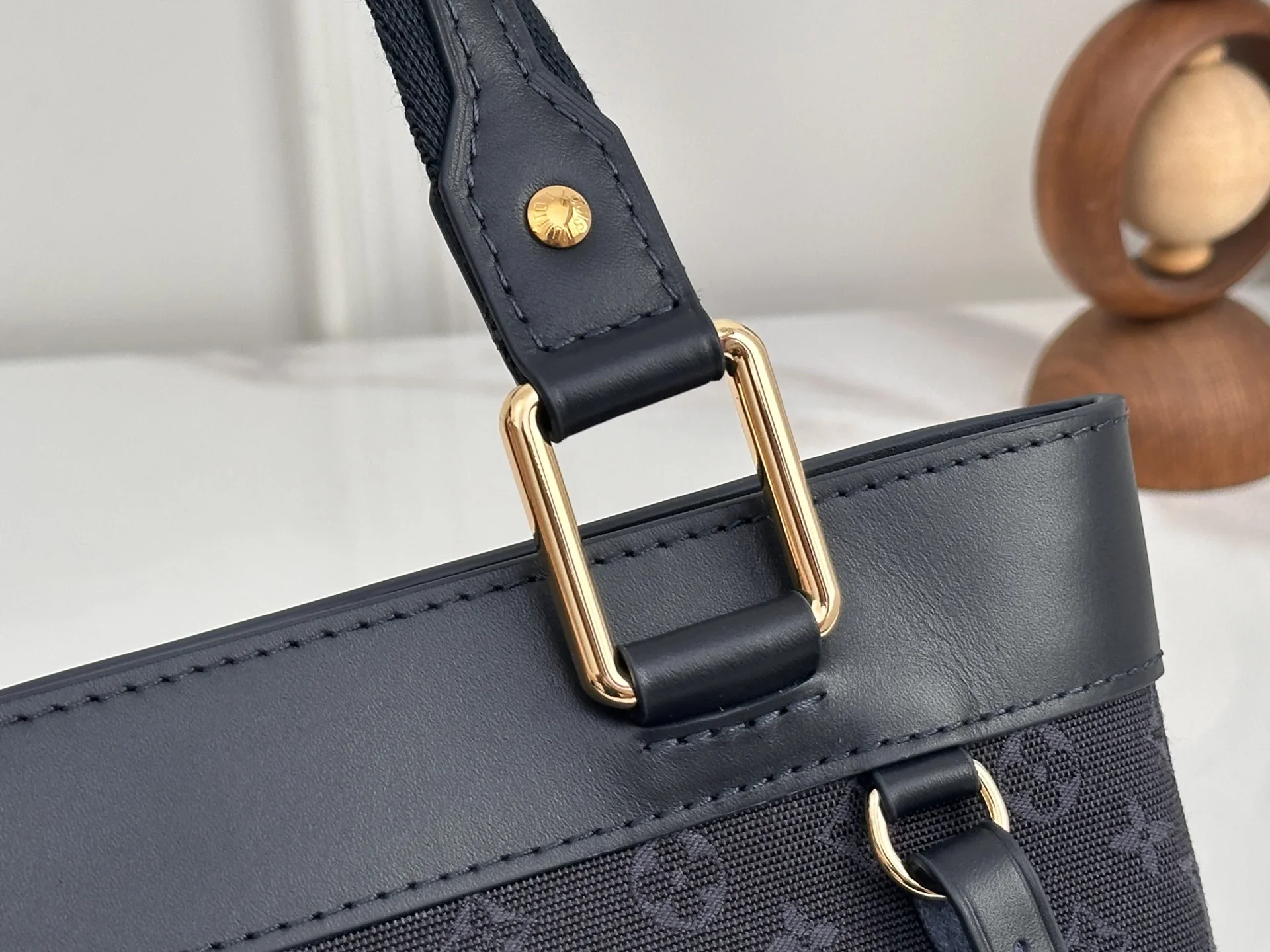 LV Totes Bags Denim and Leather Blue-Gold 24X26X9CM E50202609090379 - Image 5