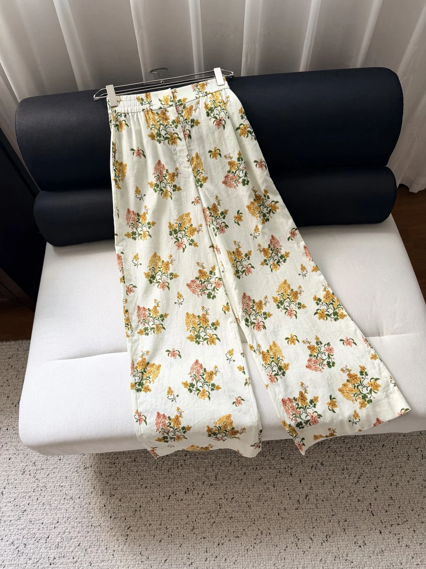 Uncategorized Trousers Linen White-Yellow S-XL D15202609060950