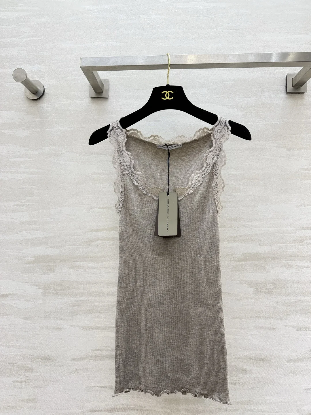 Uncategorized Vests Lace Knit Gray-White S_M_L A55202609062620