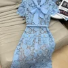 VALENTINO Dresses Lace Blue-Gold S-XL D30202609061479