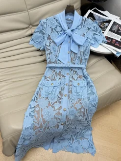 VALENTINO Dresses Lace Blue-Gold S-XL D30202609061479