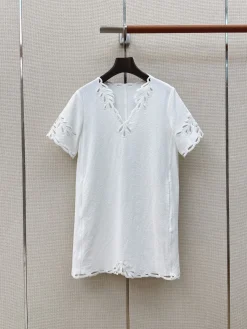 VALENTINO Dresses Linen White S-M-L B75202609063419