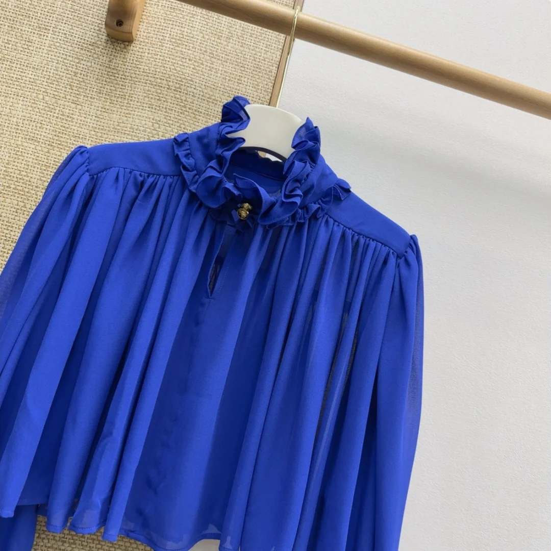 VALENTINO Shirts Georgette Blue S-L B75202609060477 - Image 2