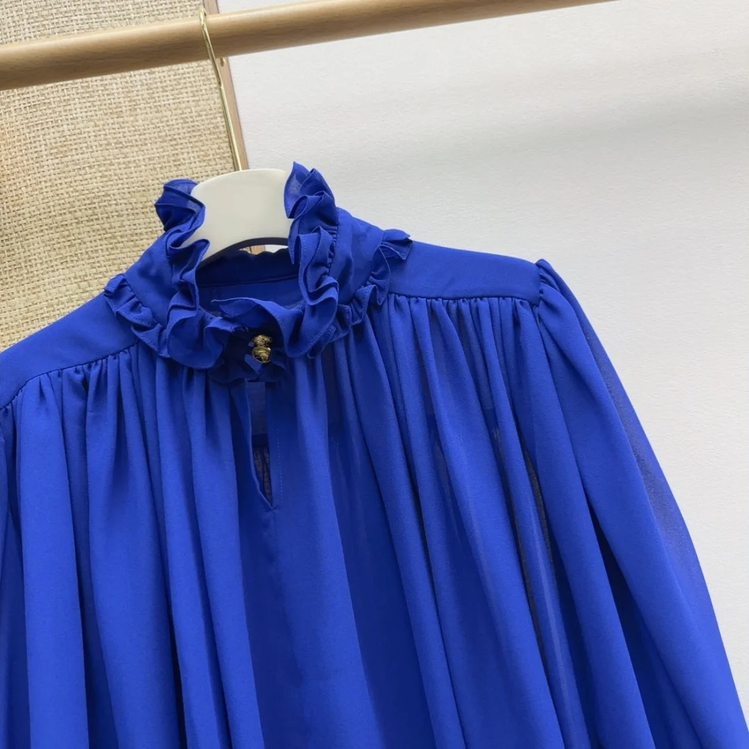 VALENTINO Shirts Georgette Blue S-L B75202609060477 - Image 3