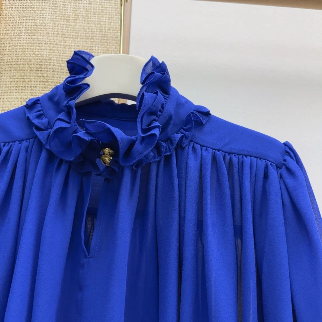 VALENTINO Shirts Georgette Blue S-L B75202609060477 - Image 4