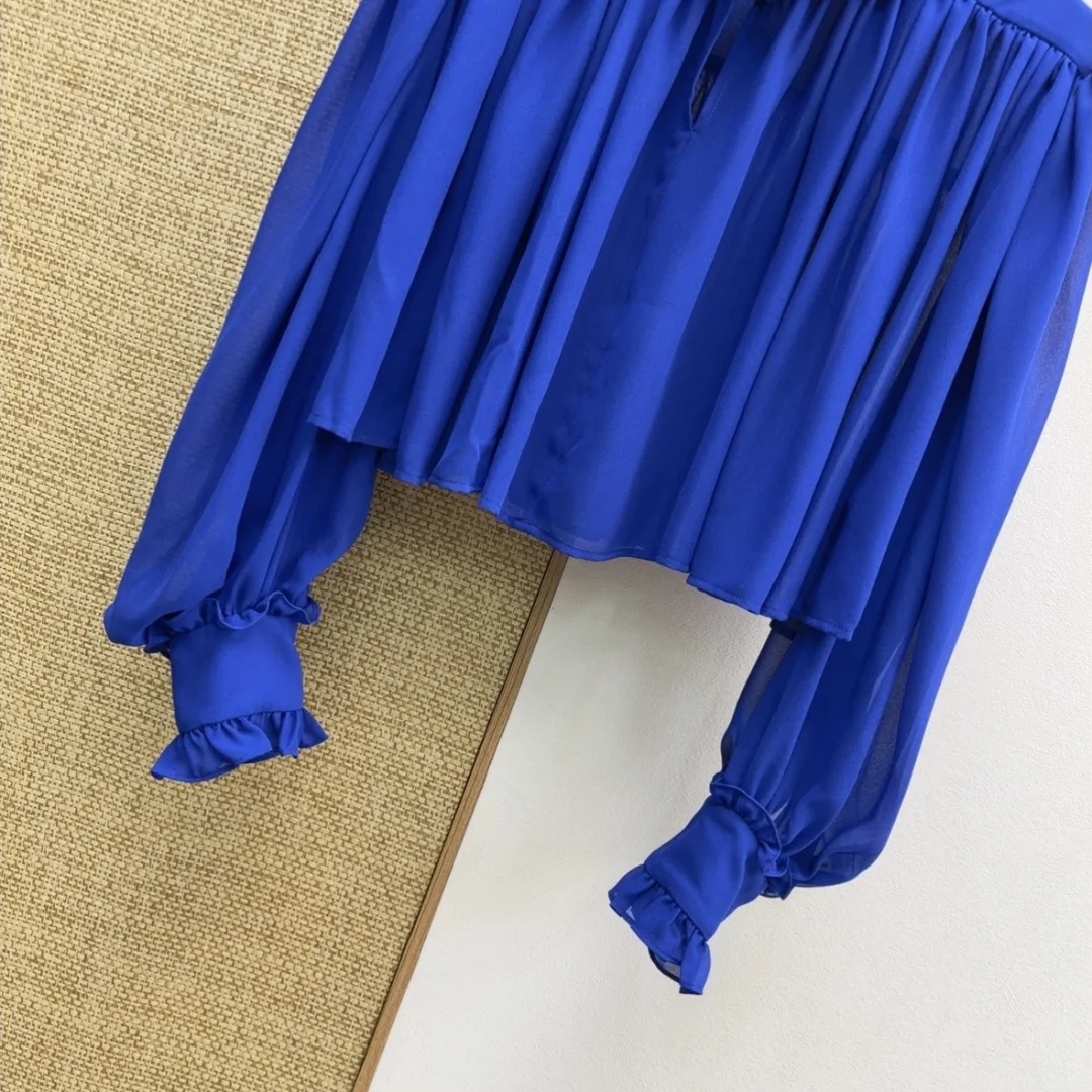 VALENTINO Shirts Georgette Blue S-L B75202609060477 - Image 5