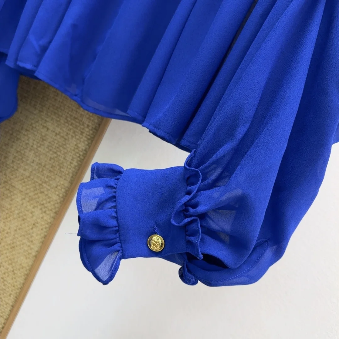VALENTINO Shirts Georgette Blue S-L B75202609060477 - Image 6