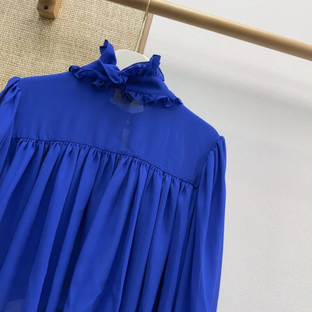 VALENTINO Shirts Georgette Blue S-L B75202609060477 - Image 8