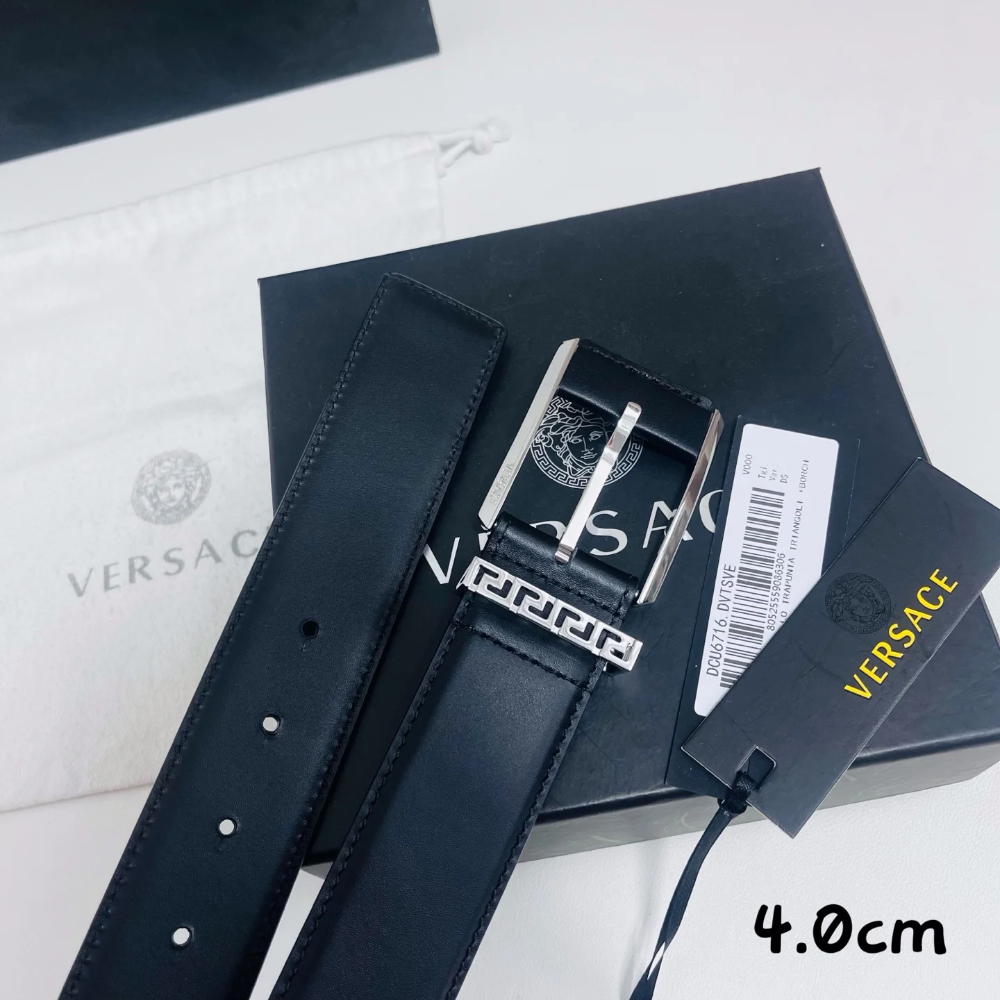 VERSACE Belts Calf Leather Black-Silver A80202609070022 - Image 2