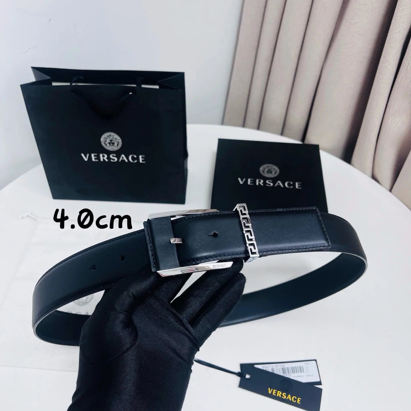 VERSACE Belts Calf Leather Black-Silver A80202609070022 - Image 3