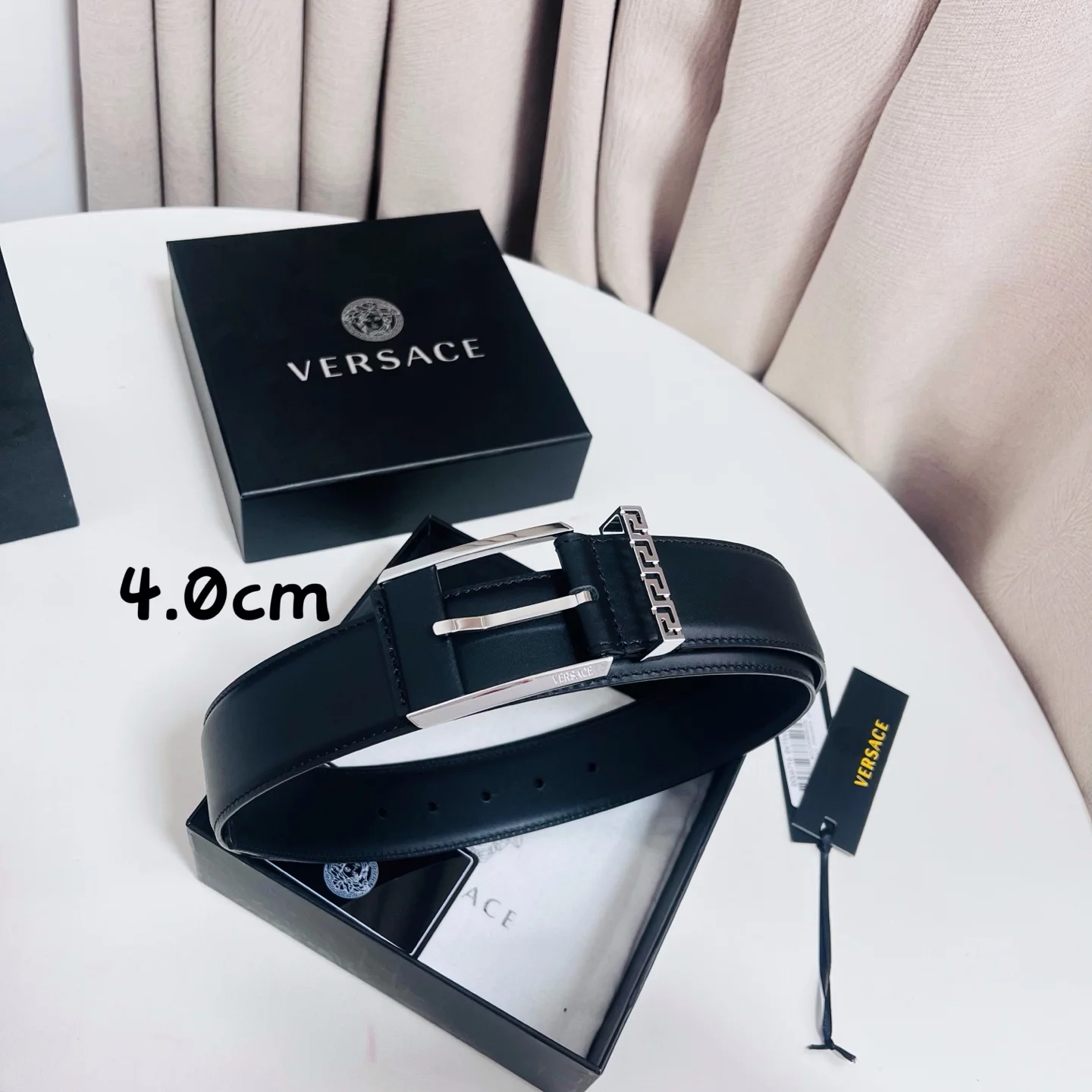 VERSACE Belts Calf Leather Black-Silver A80202609070022 - Image 4