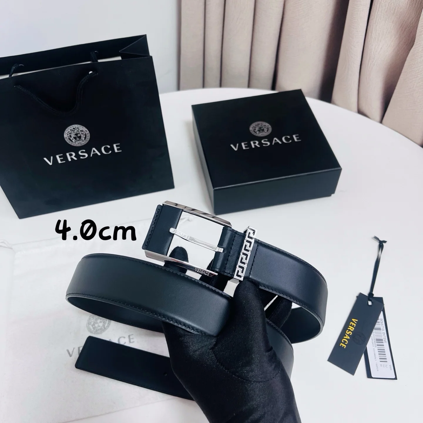 VERSACE Belts Calf Leather Black-Silver A80202609070022 - Image 5