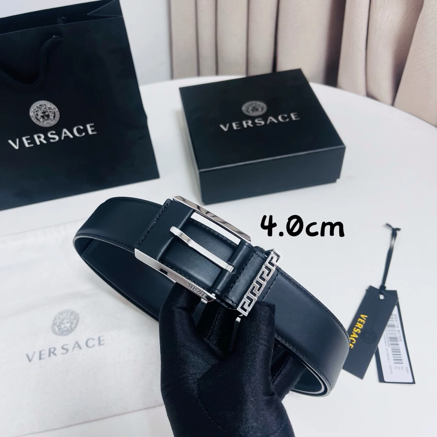 VERSACE Belts Calf Leather Black-Silver A80202609070022 - Image 6
