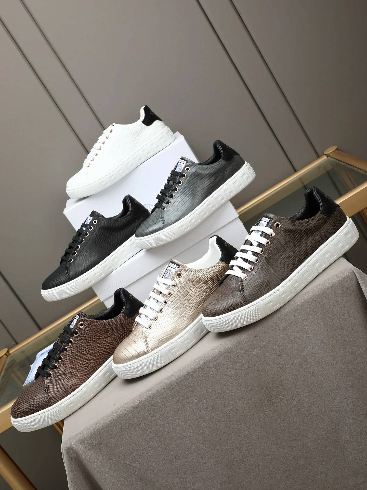 VERSACE Sneakers Calfskin Leather Brown-Black EU38-44 B10202609112038 - Image 9