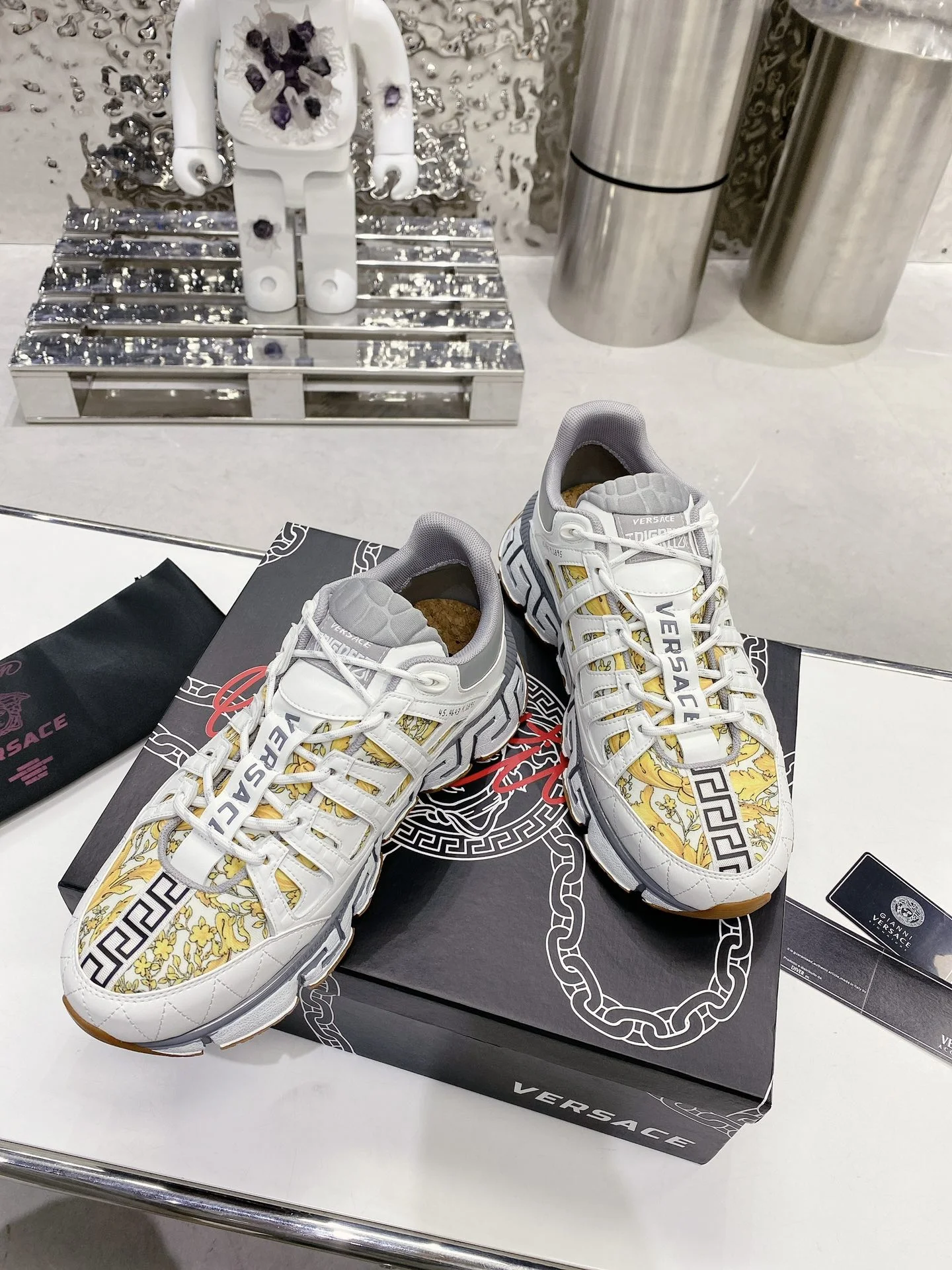 VERSACE Sneakers Cow Leather White-Gold EU35-46 B90202609111918 - Image 3