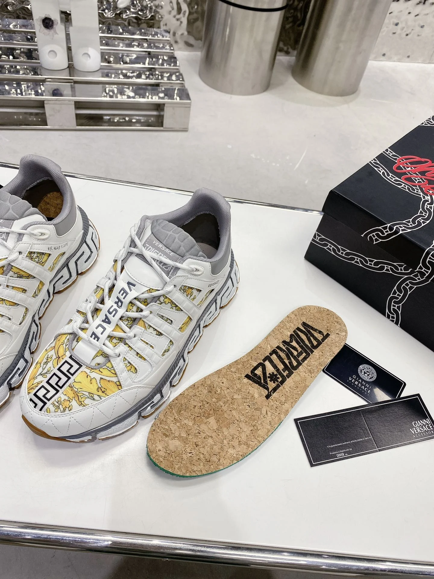VERSACE Sneakers Cow Leather White-Gold EU35-46 B90202609111918 - Image 9