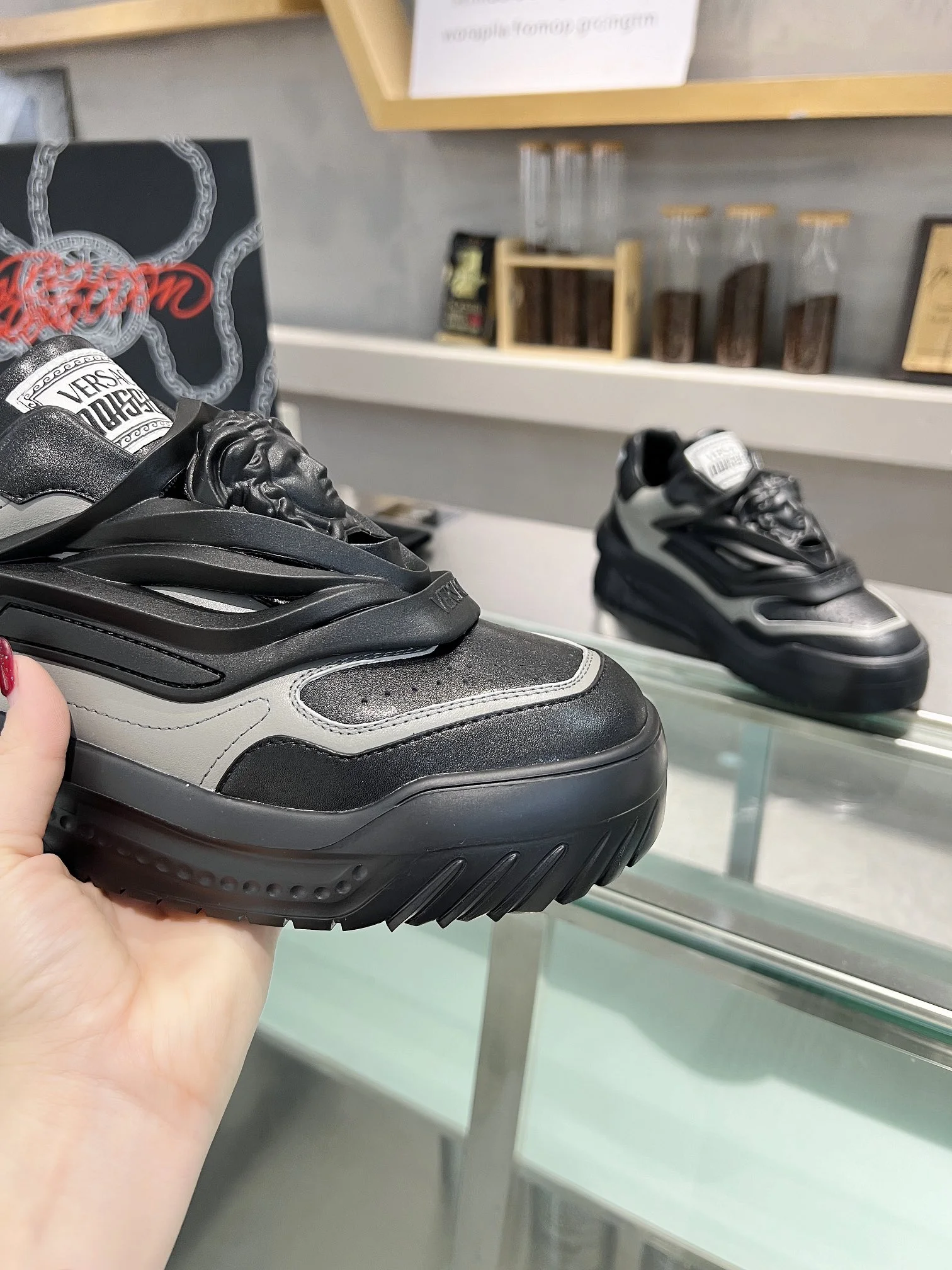 VERSACE Sneakers Leather Black-Gray EU35-46 B90202609111933 - Image 3