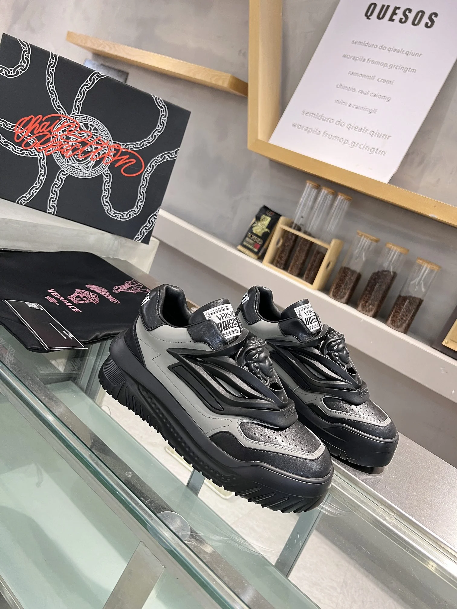 VERSACE Sneakers Leather Black-Gray EU35-46 B90202609111933 - Image 7