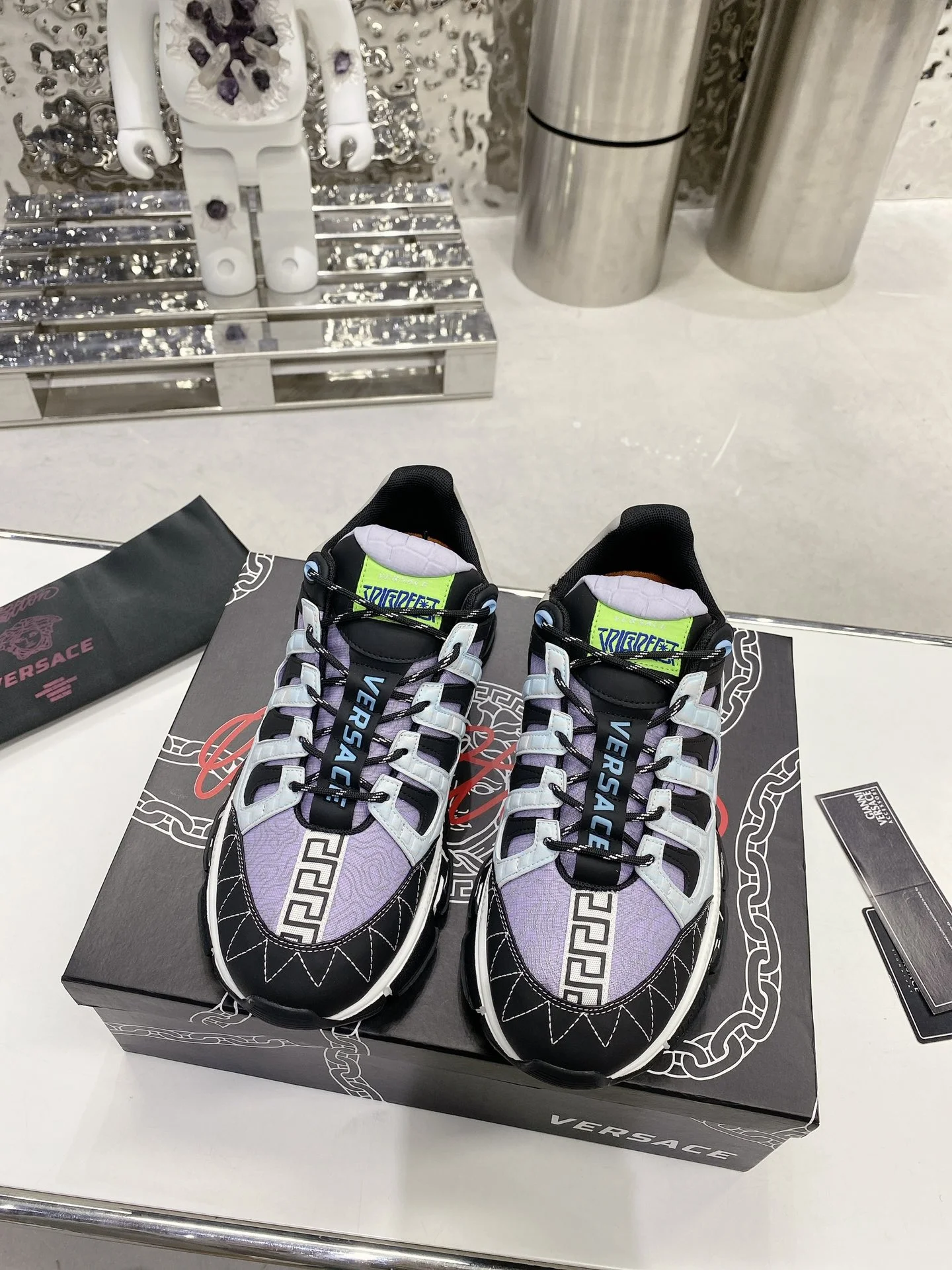 VERSACE Sneakers Leather Black-Purple EU35-46 B90202609111913 - Image 2