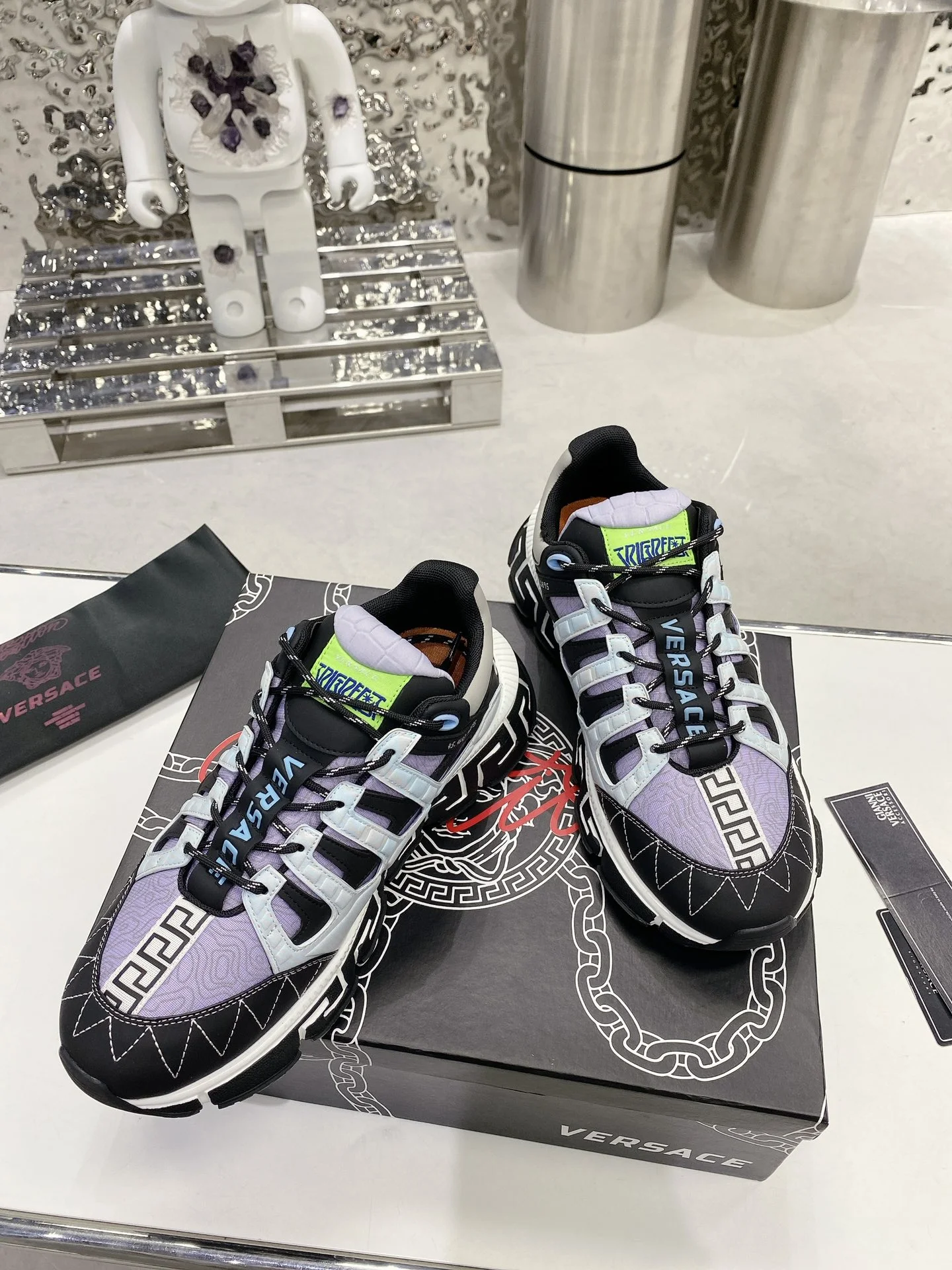 VERSACE Sneakers Leather Black-Purple EU35-46 B90202609111913 - Image 3
