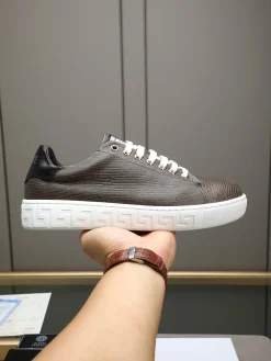 VERSACE Sneakers Lizard Embossed Calfskin Brown-Black EU38-44 B10202609112039