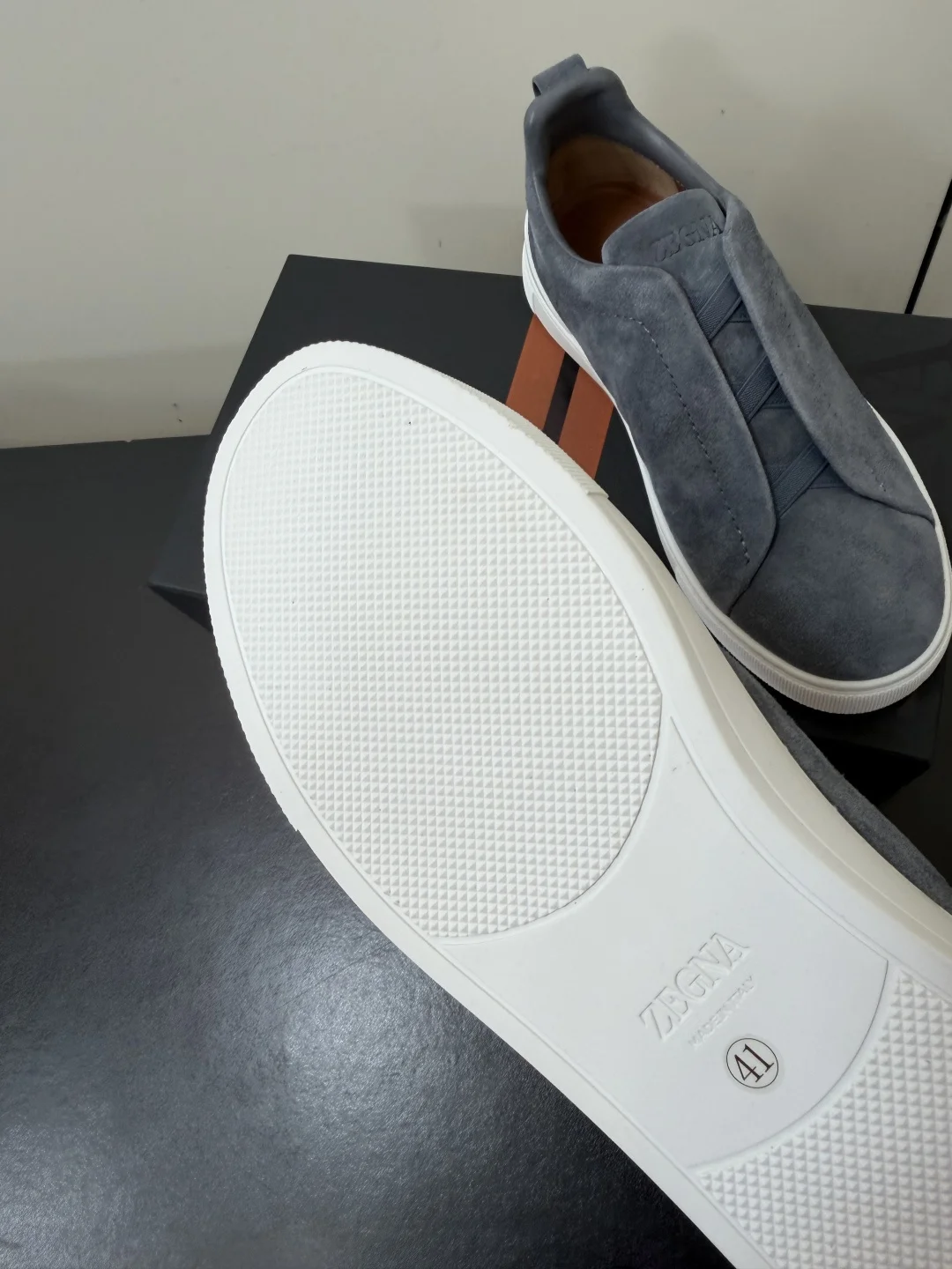 ZEGNA Loafers Calf Leather Grey-White EU39-46 C50202609110783 - Image 9