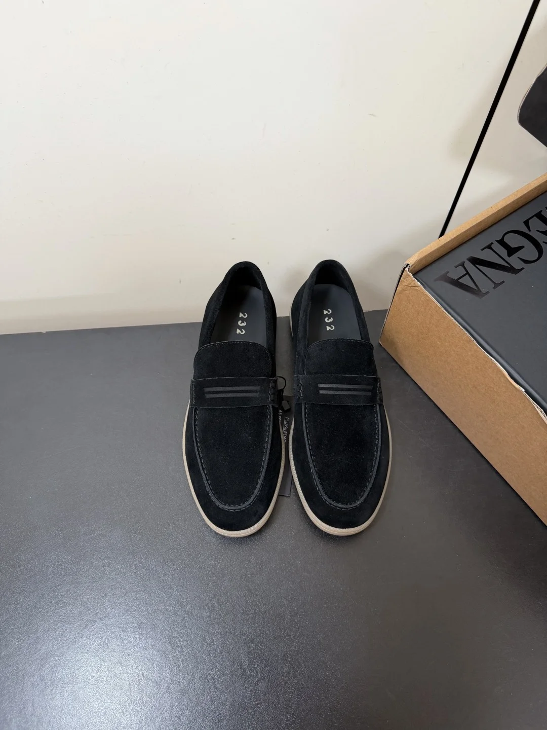 ZEGNA Loafers Suede Leather Black-Beige EU39-45 C50202609110765