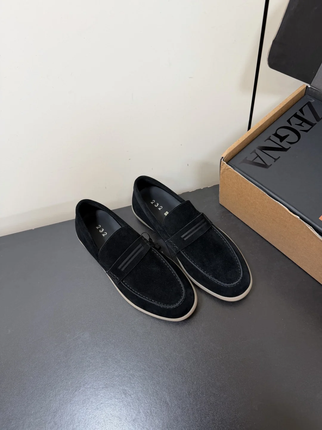 ZEGNA Loafers Suede Leather Black-Beige EU39-45 C50202609110765 - Image 2