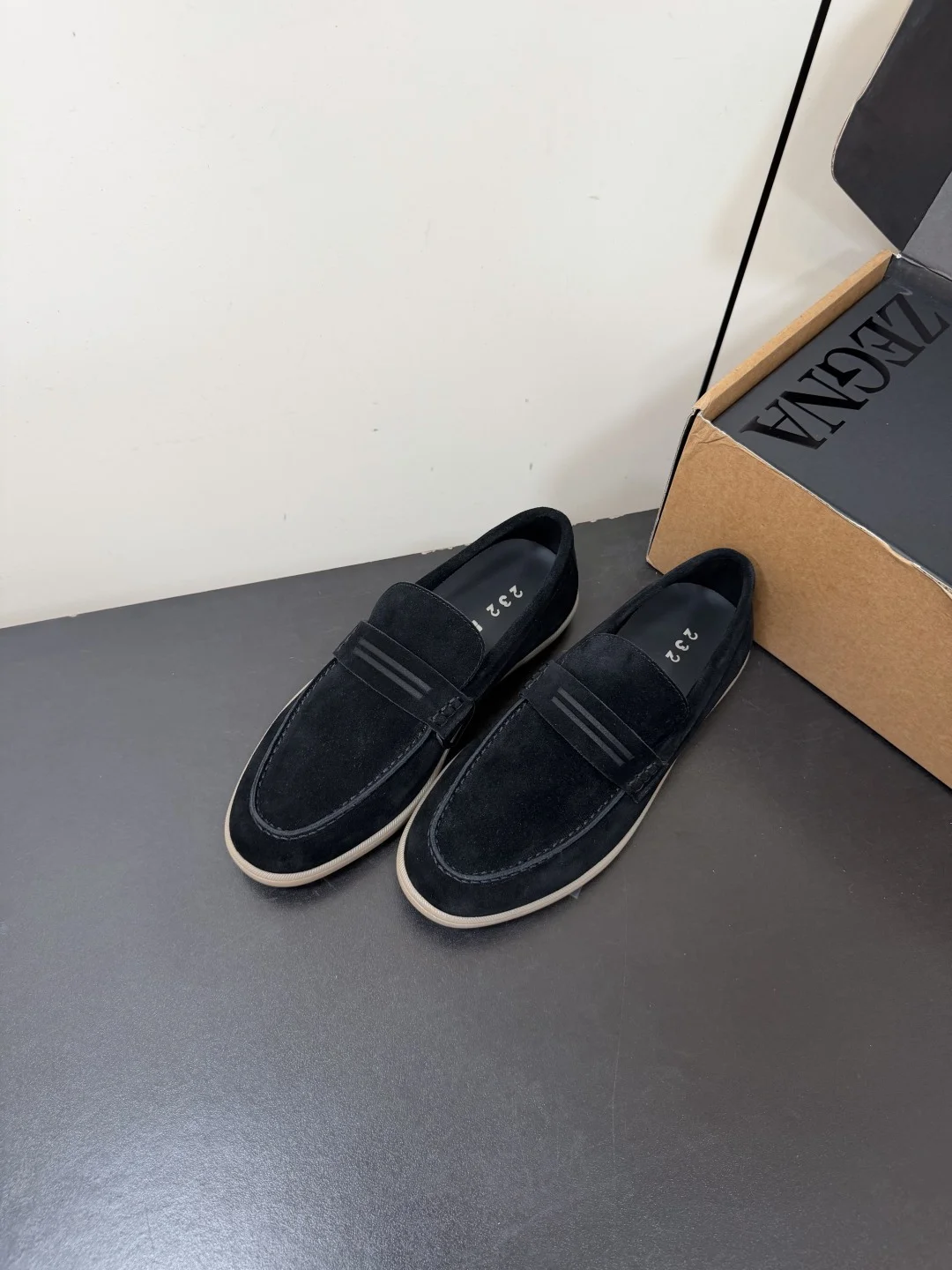 ZEGNA Loafers Suede Leather Black-Beige EU39-45 C50202609110765 - Image 3