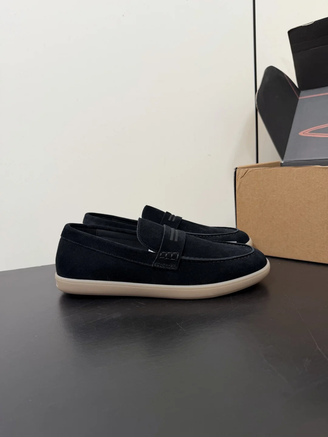 ZEGNA Loafers Suede Leather Black-Beige EU39-45 C50202609110765 - Image 4