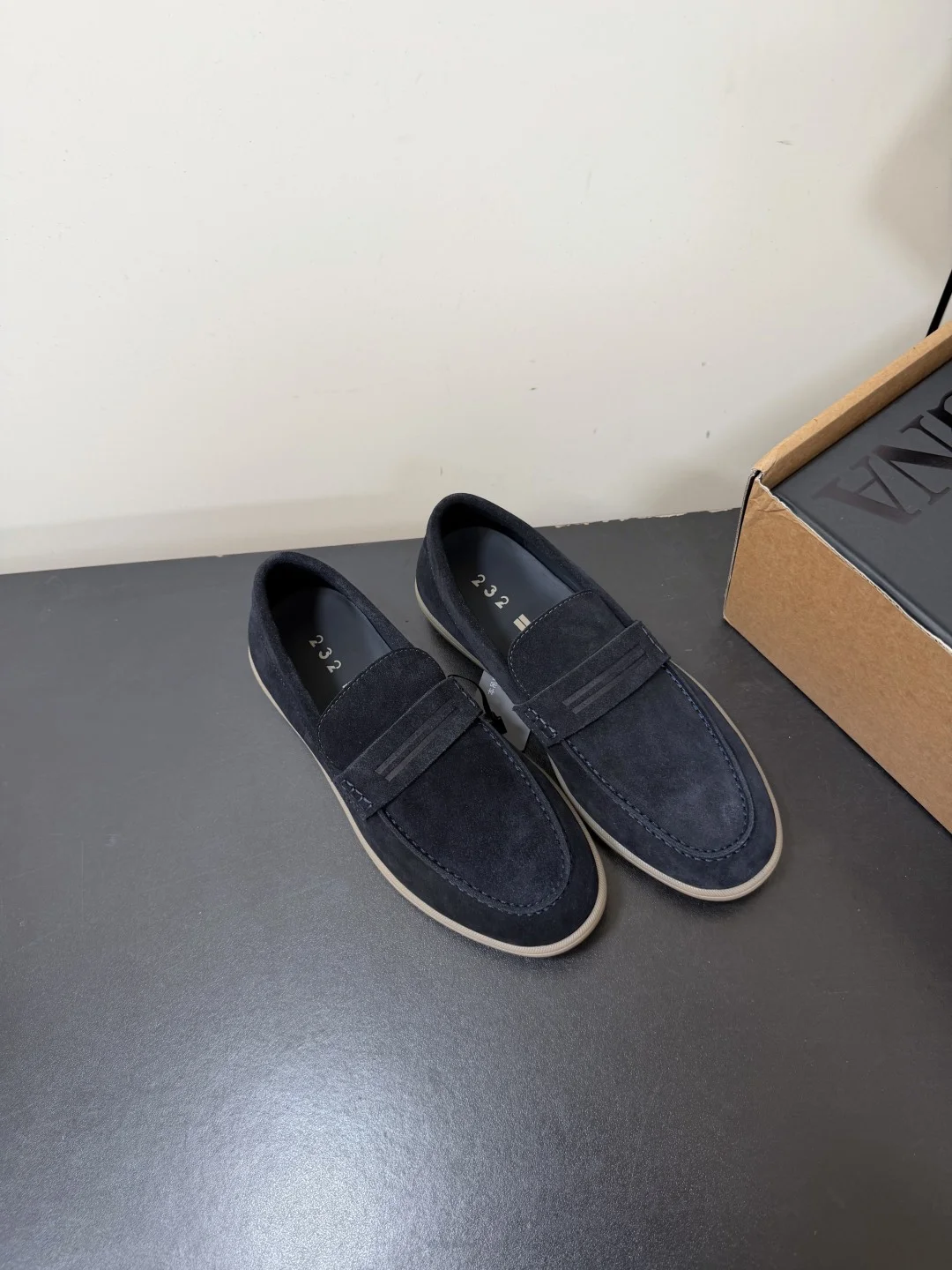 ZEGNA Loafers Suede Leather Blue-Beige EU39-45 C50202609110766 - Image 2