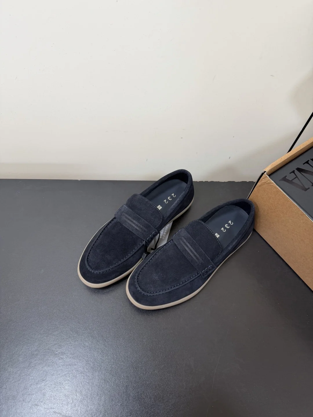 ZEGNA Loafers Suede Leather Blue-Beige EU39-45 C50202609110766 - Image 3